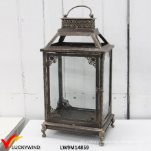 Rectangular Vintage Metal Framed Glass Floor Standing Lanterns